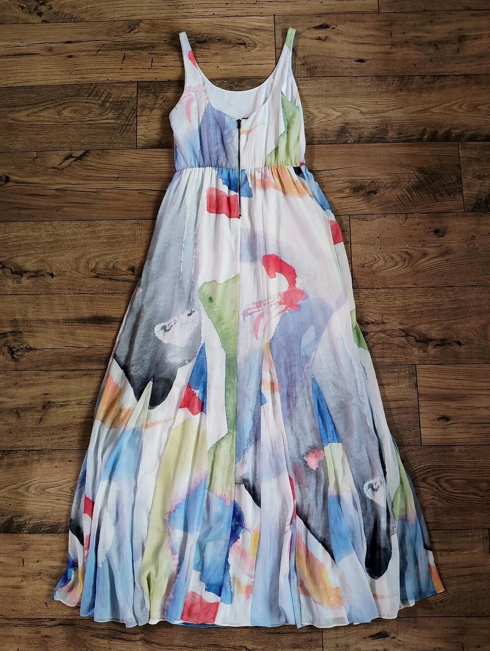 Alice + Olivia Multicolor Watercolor Maxi Dress in Blue, Green & Pink - Picture 2 of 6